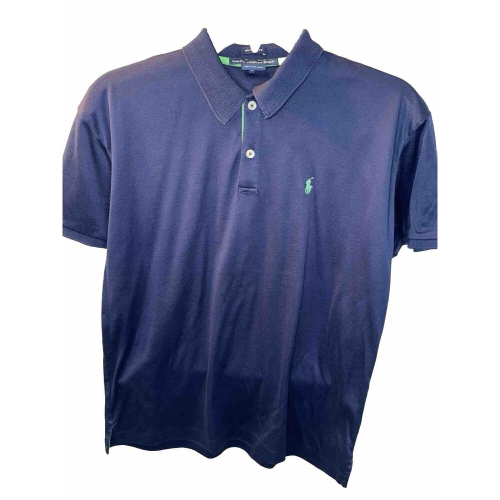 Ralph Lauren Golf Polo Shirt L Slim Fit Stretchy Golf Navy Green Pony Size Small